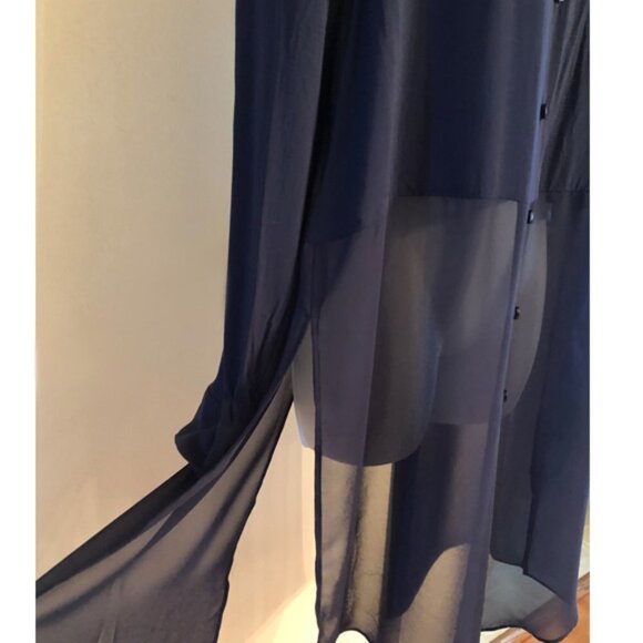 BcbGeneration long slit split navy button shirt S great for layering styling - Picture 5 of 9